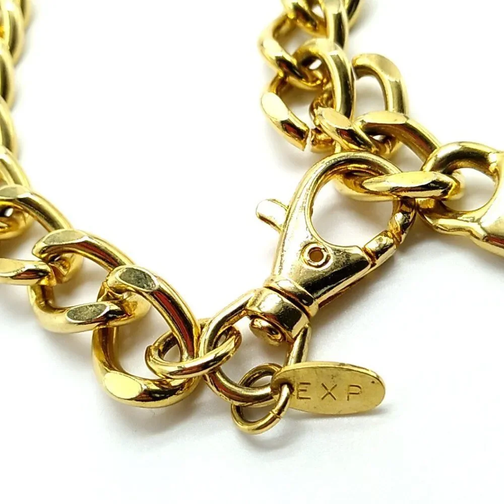 Men's EXP Made in Korea Gold Tone Chain & Bar Necklace Very Heavy NWOT